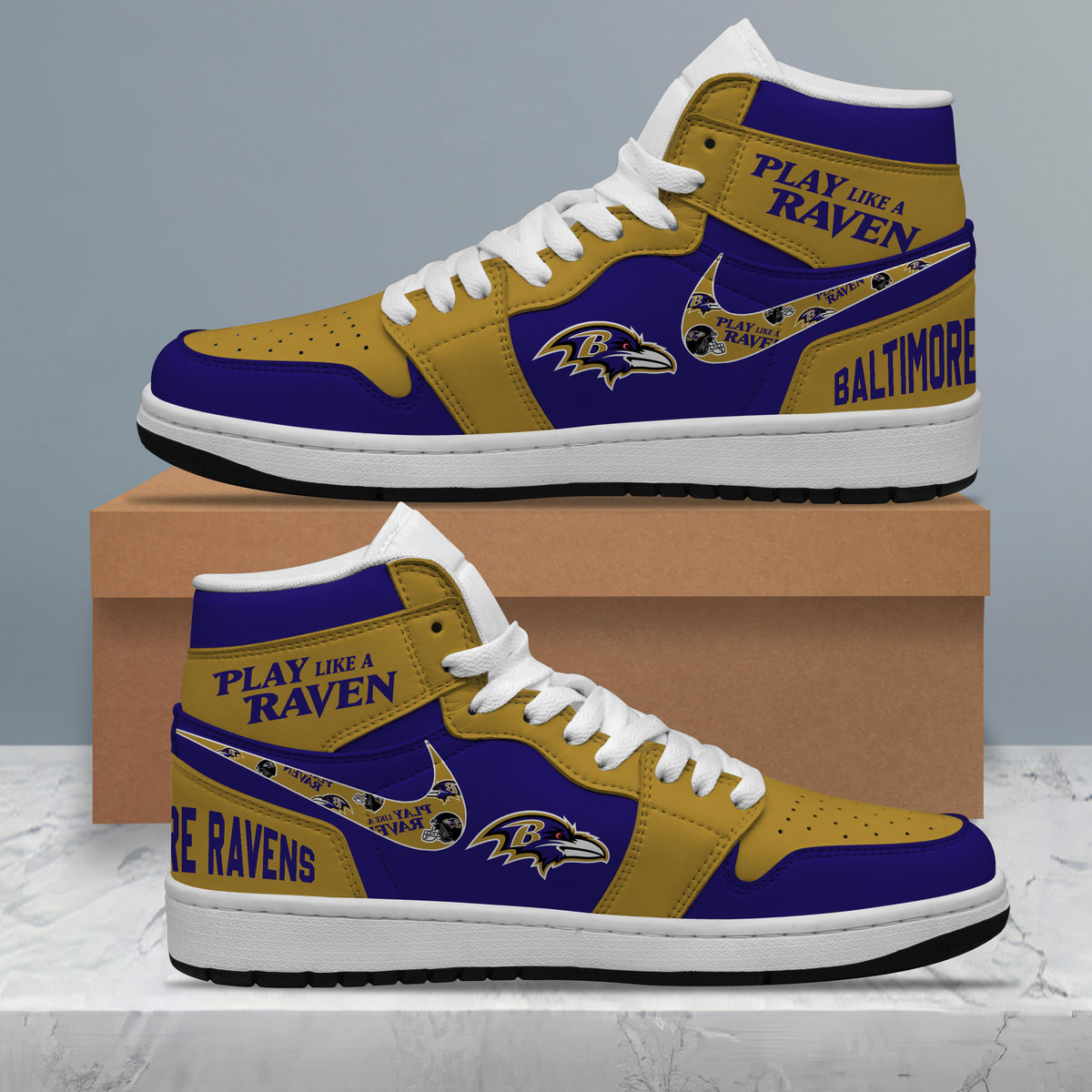 Baltimore Ravens AJ1 High Sneakers Shoes For Men And Women Calebmatthewhans Neasalamis