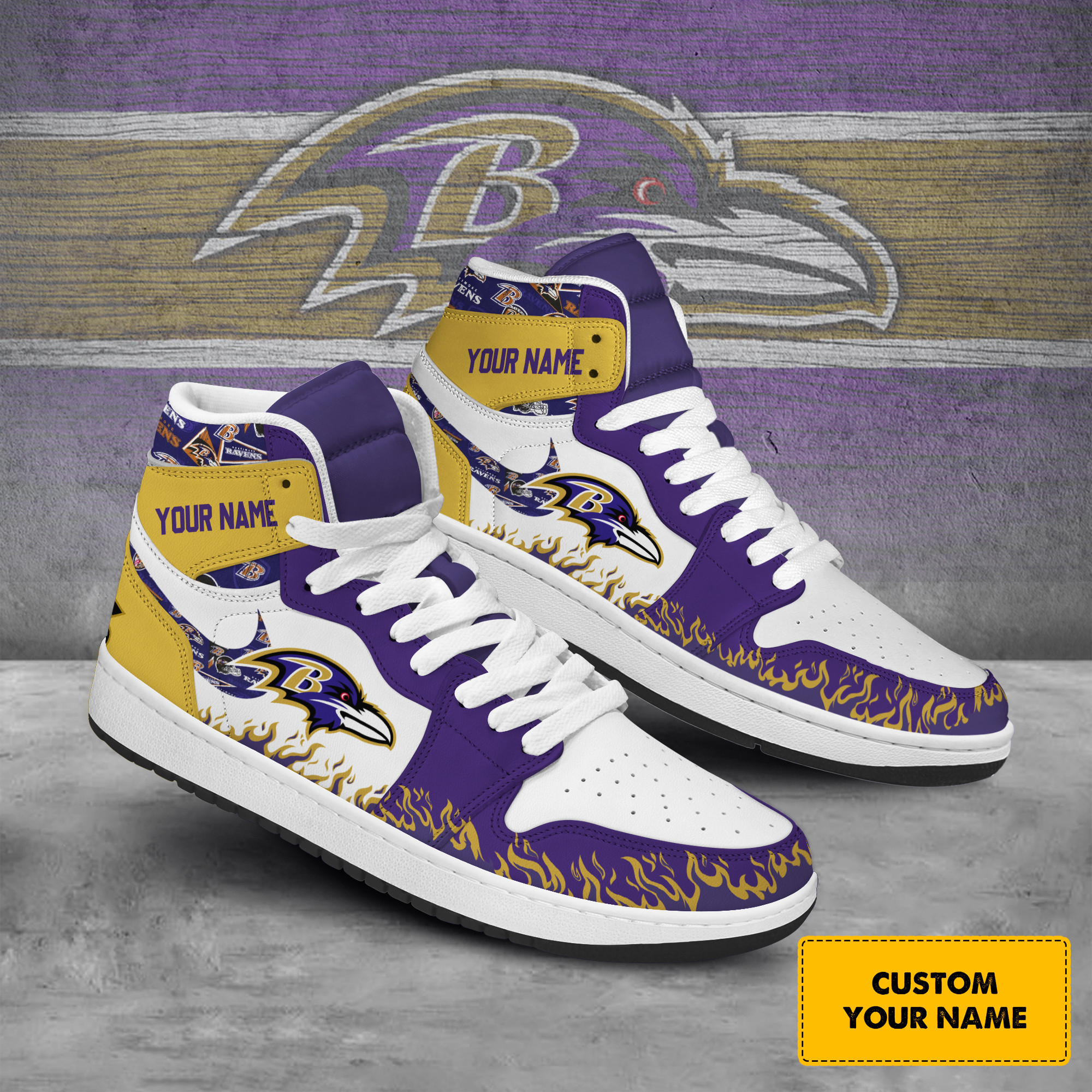 Baltimore Ravens AJ1 High Sneakers Shoes For Men And Women Calebmatthewhans Neasalamis