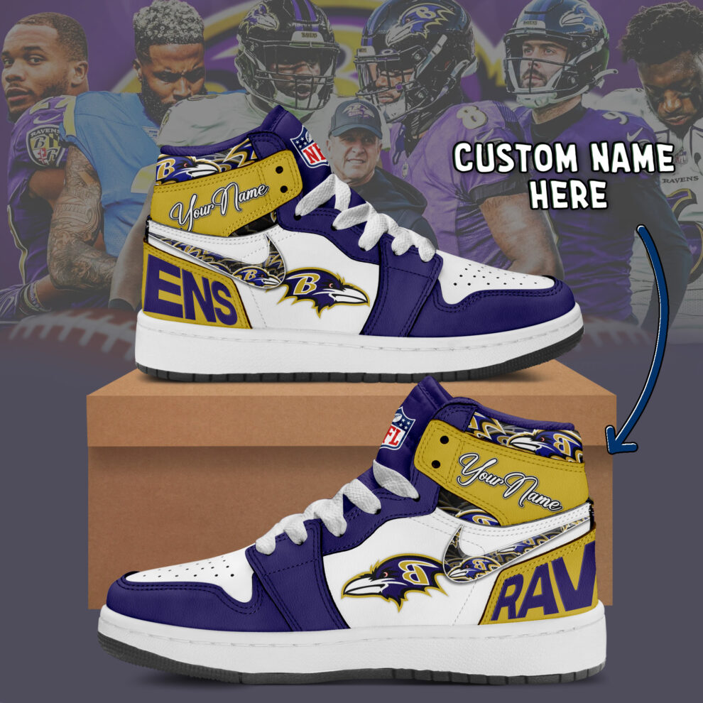 Baltimore Ravens AJ1 High Sneakers Shoes For Men And Women Calebmatthewhans Neasalamis