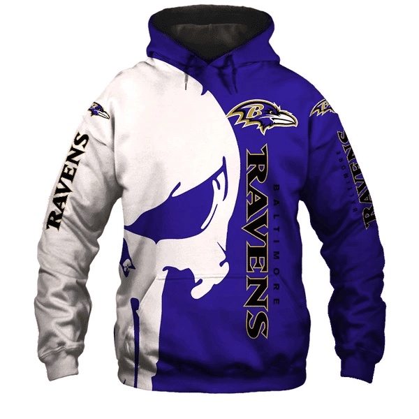 Baltimore Ravens Punisher NFL Unisex 3D Hoodie Neasalamis