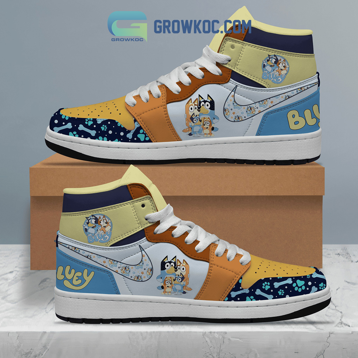 Bluey AJ1 High Sneakers Shoes For Men And Women Calebmatthewhans Neasalamis