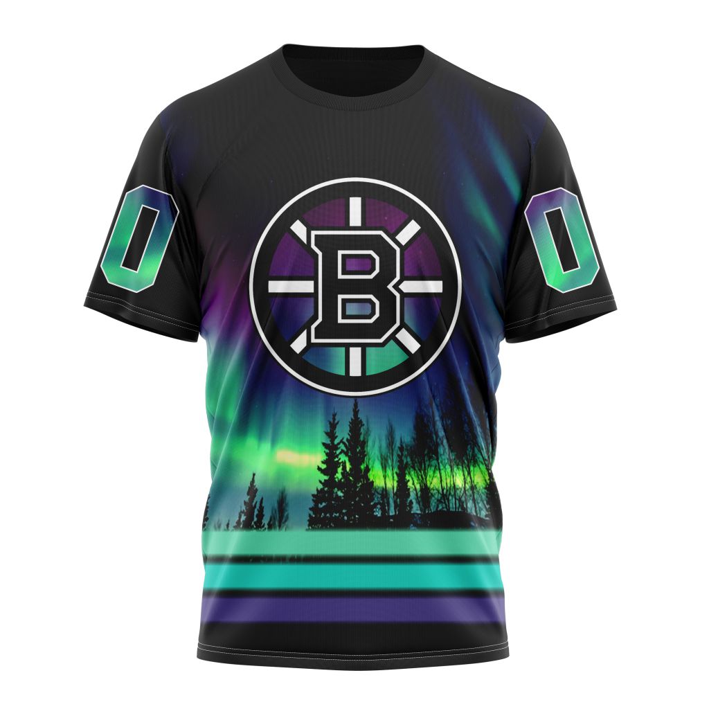 Boston Bruins Special Design With Northern Lights Personalized Name And Number T-Shirt Style Neasalamis.com