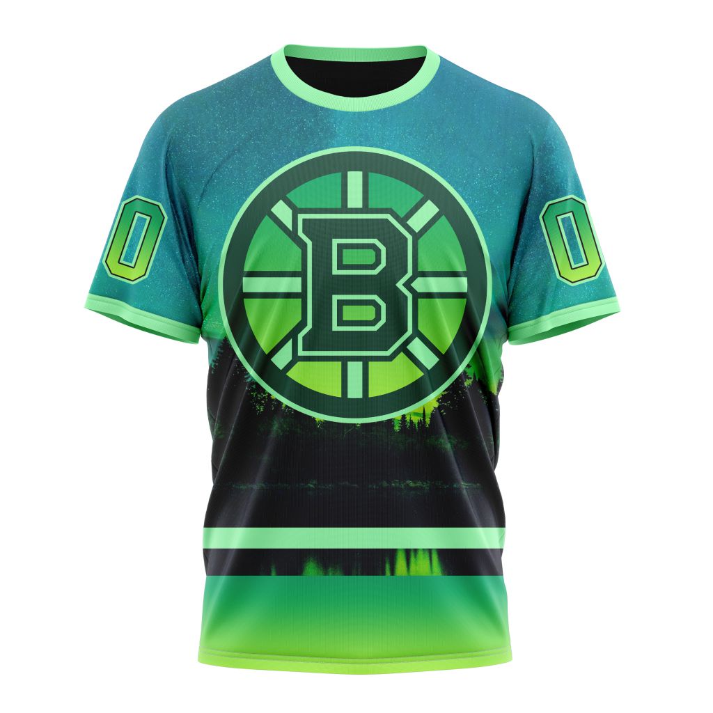 Boston Bruins Special Northern Light Design Personalized Name And Number T-Shirt Style Neasalamis.com