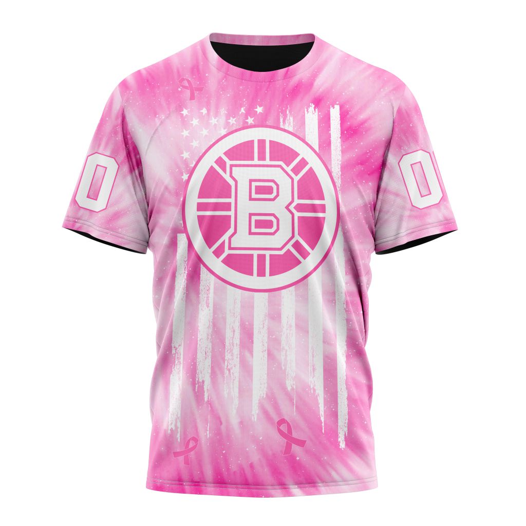 Boston Bruins Special Pink Tie-Dye Personalized Name And Number T-Shirt Style Neasalamis.com