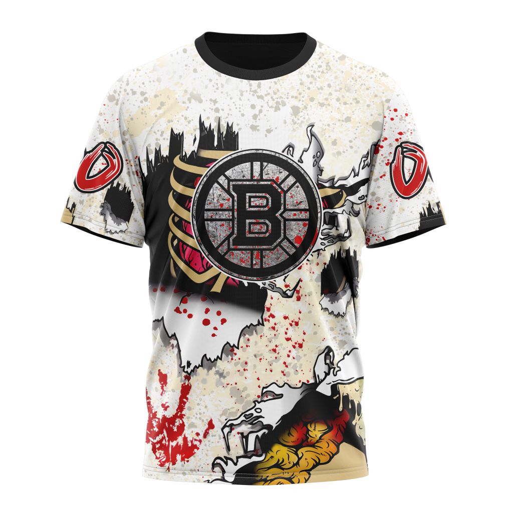Boston Bruins Special Zombie Style For Halloween Personalized Name And Number T-Shirt Style Neasalamis.com