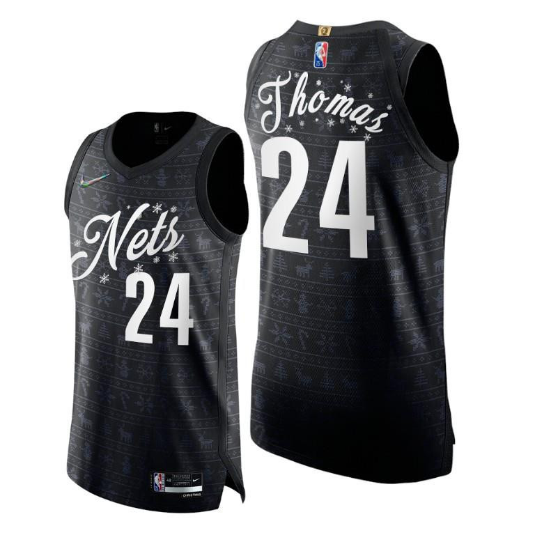 Brooklyn Nets 24 Cameron Thomas Black Christmas Eve Jersey 75th Anniversary - Men Jersey Neasalamis