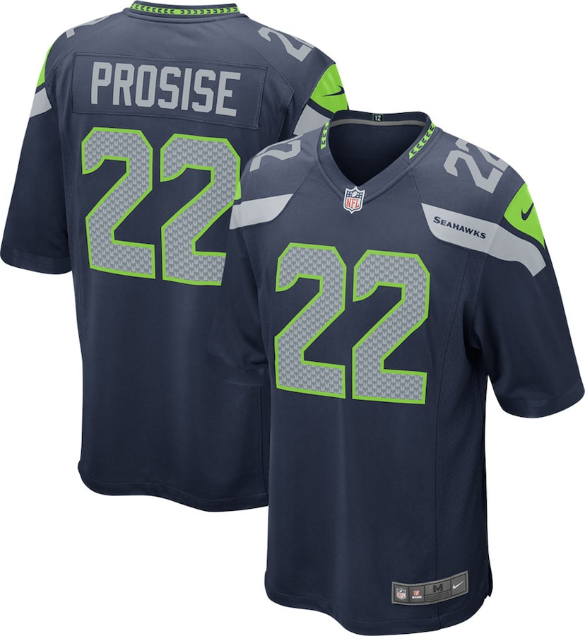 C.J. Prosise 22 Seattle Seahawks YOUTH Game Jersey - College Navy JS2403