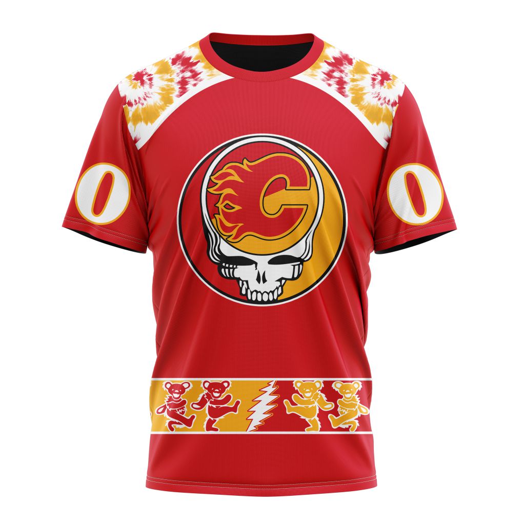Calgary Flames Special Grateful Dead Design Personalized Name And Number T-Shirt Style Neasalamis.com