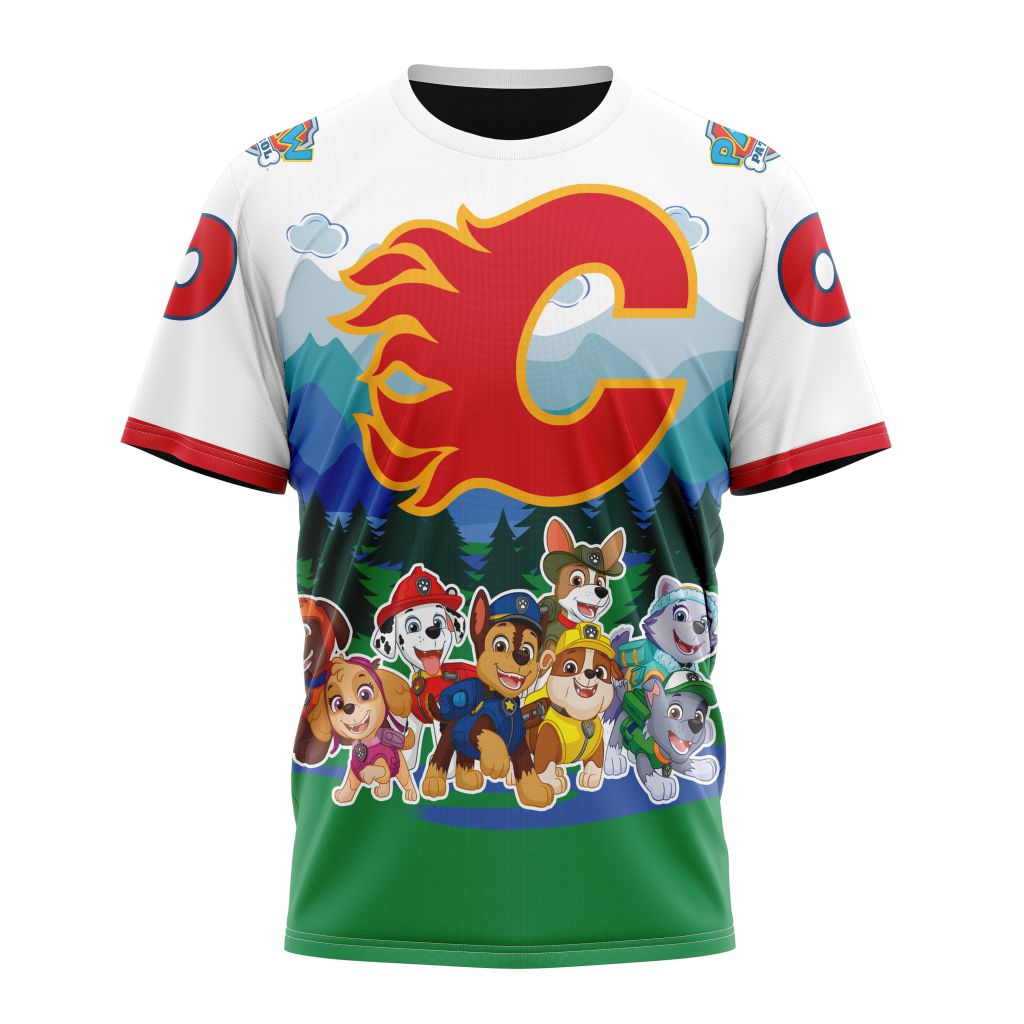Calgary Flames Special Paw Patrol Design 01 Personalized Name And Number T-Shirt Style Neasalamis.com