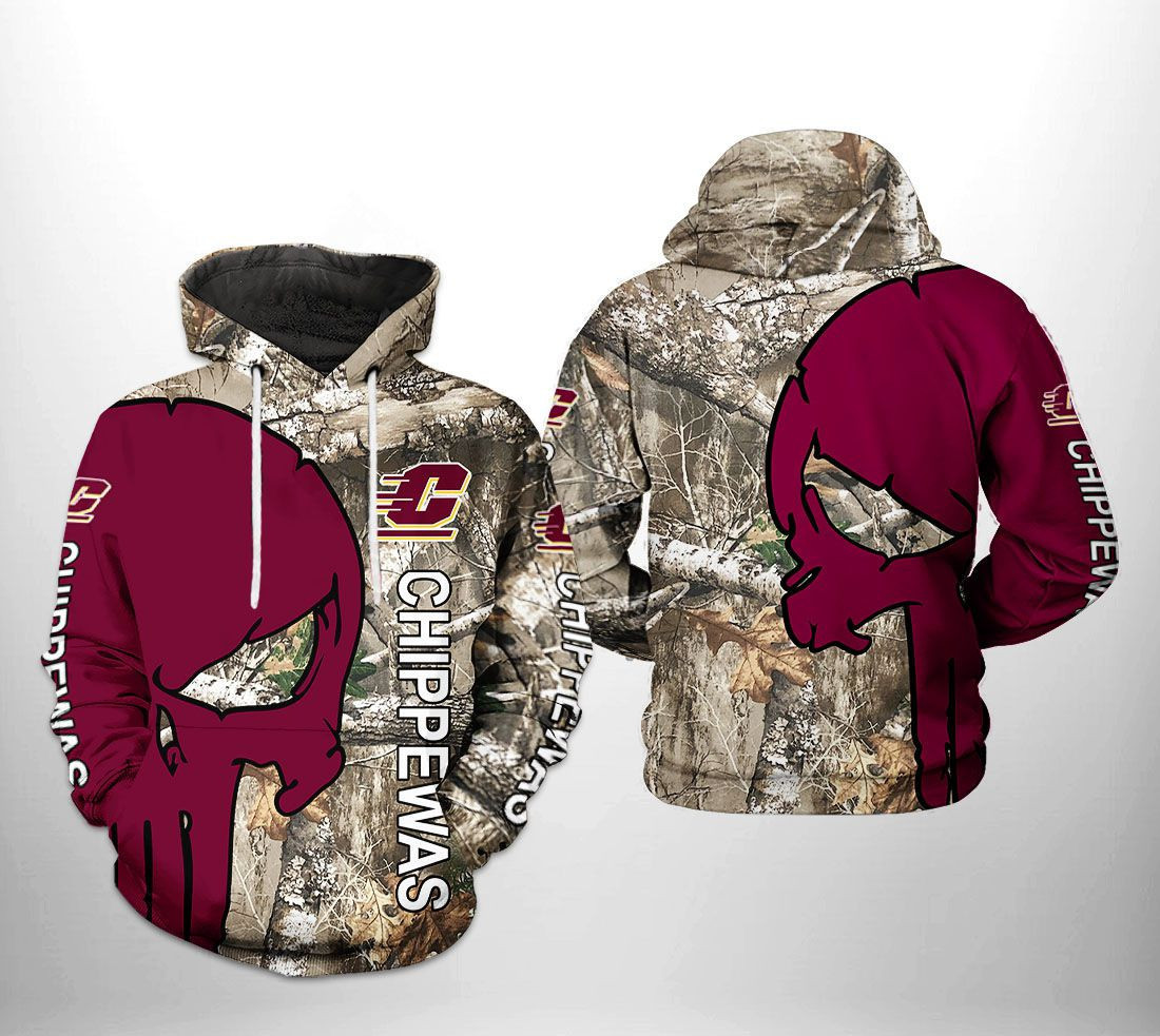 Central Michigan Chippewas NCAA Camo Veteran Hunting Hoodie Zip Hoodie Neasalamis