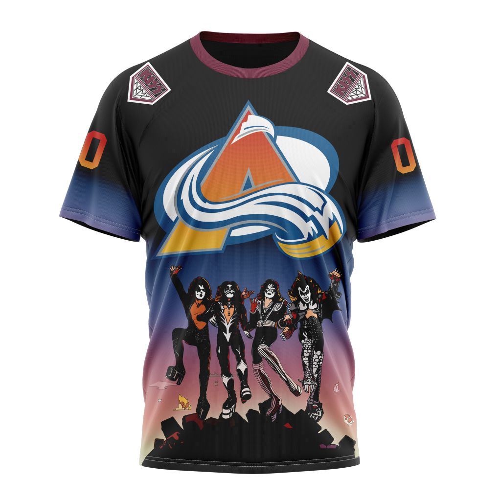 Colorado Avalanche X KISS Band Design Personalized Name And Number T-Shirt Style Neasalamis.com