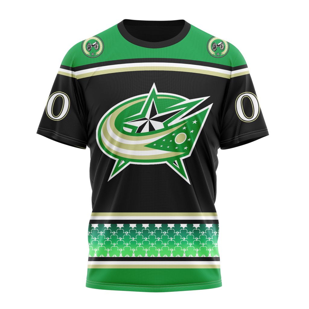 Columbus Blue Jackets Specialized Unisex Kits Hockey Celebrate St Patrick's Day Personalized Name And Number T-Shirt Style Neasalamis.com