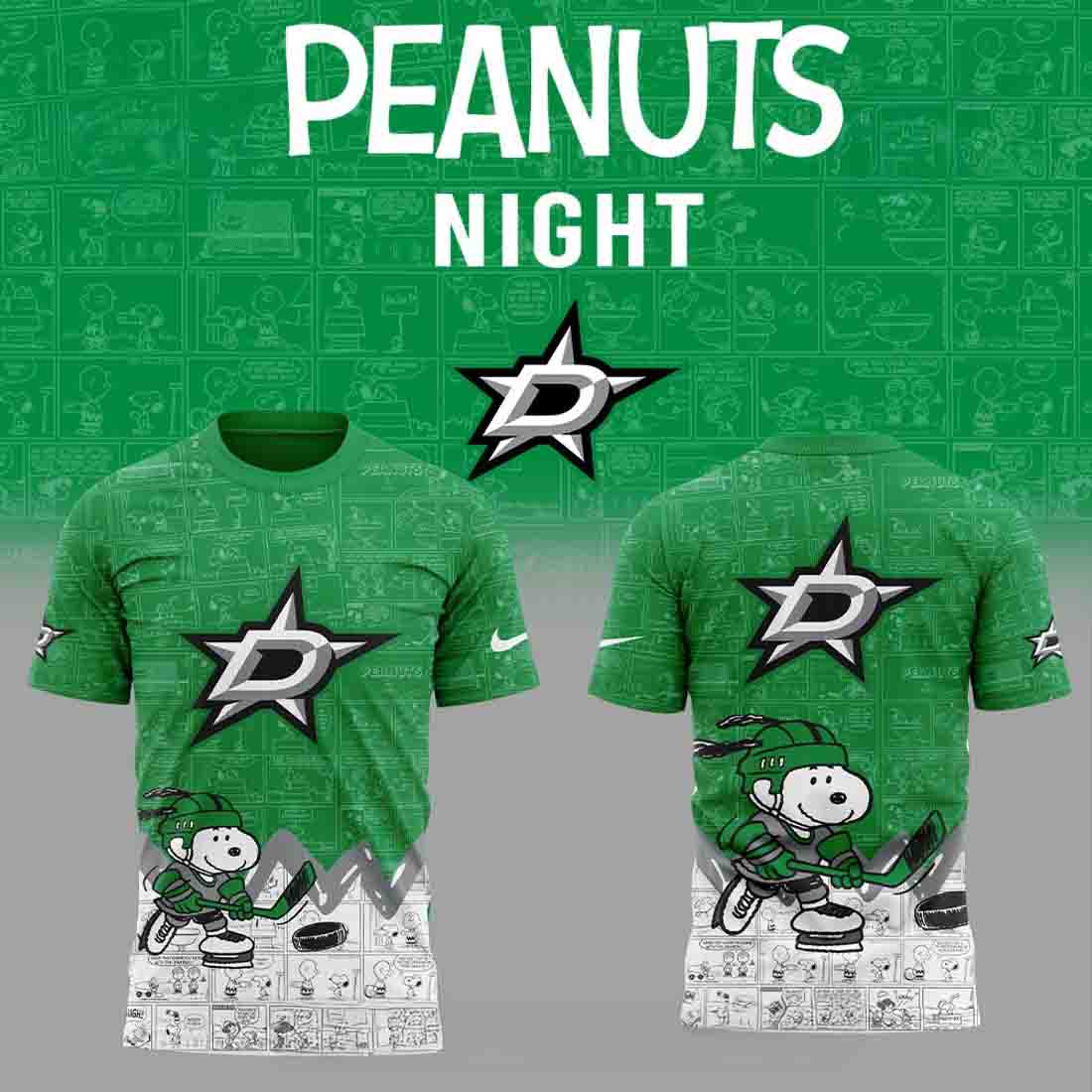 Dallas Stars Peanuts Night 2025 Green Neasalamis.com