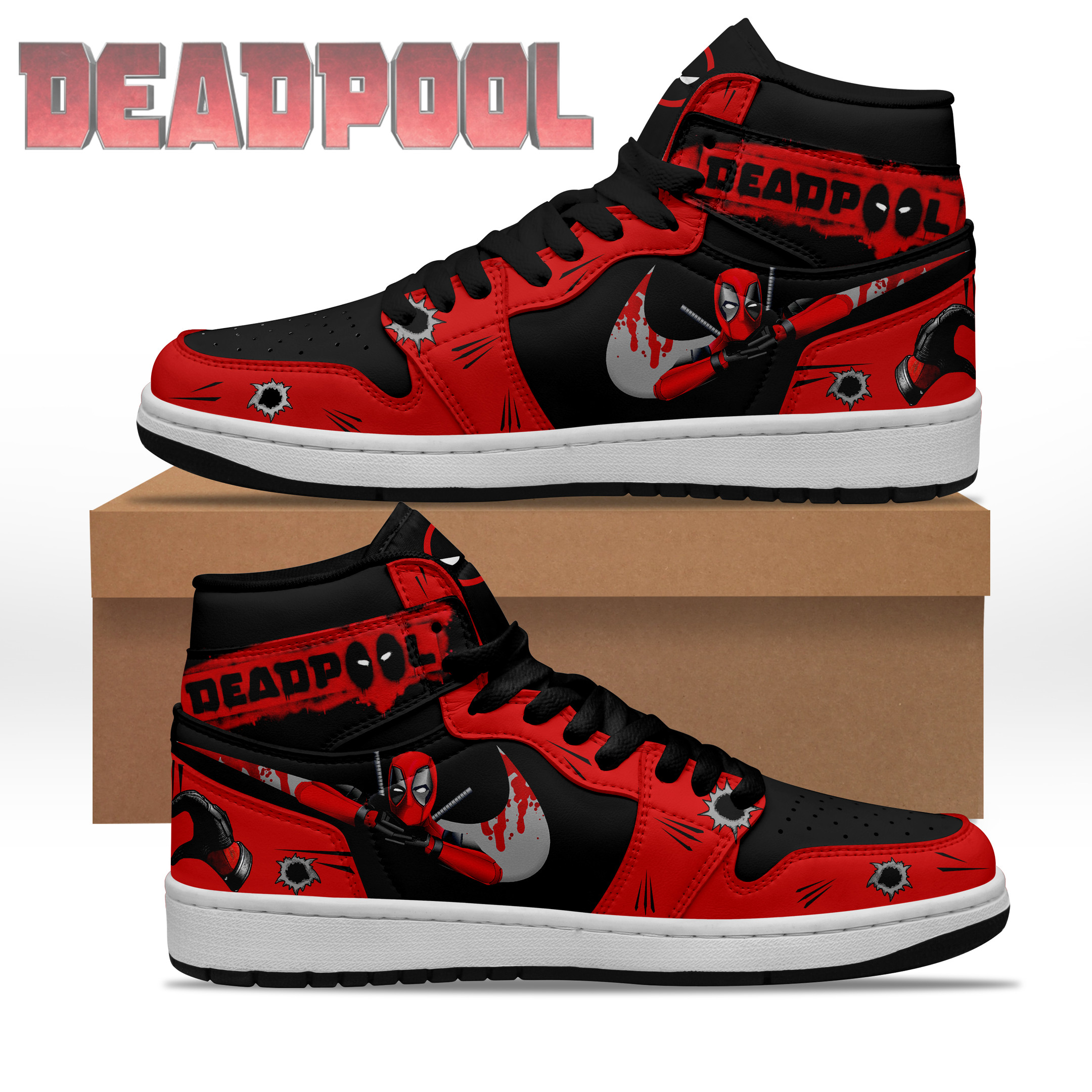 Deadpool AJ1 High Sneakers Shoes For Men And Women Calebmatthewhans Neasalamis