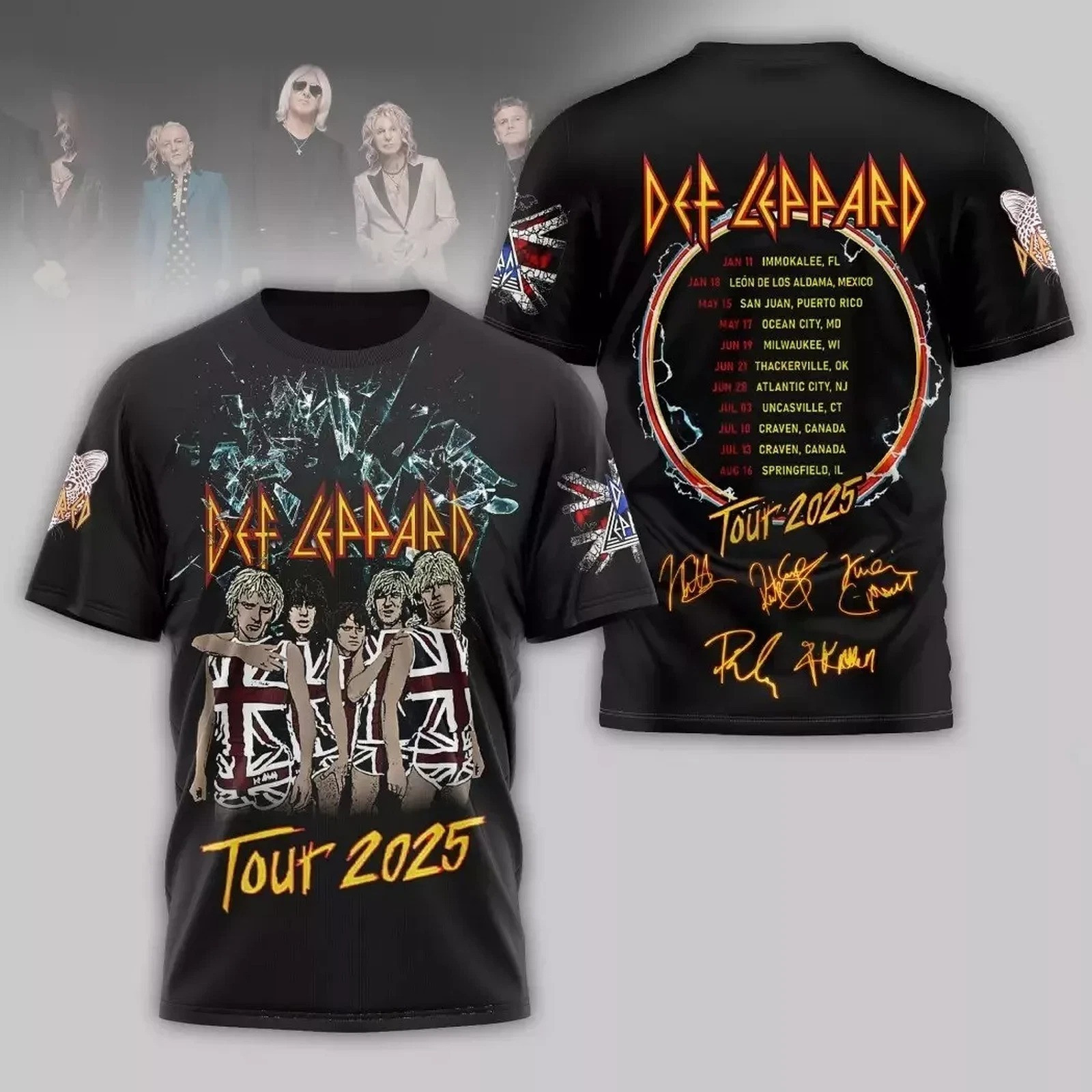 Def Leppard Tour 2025 Signature 3D T-Shirt Father Mother Neasalamis.com