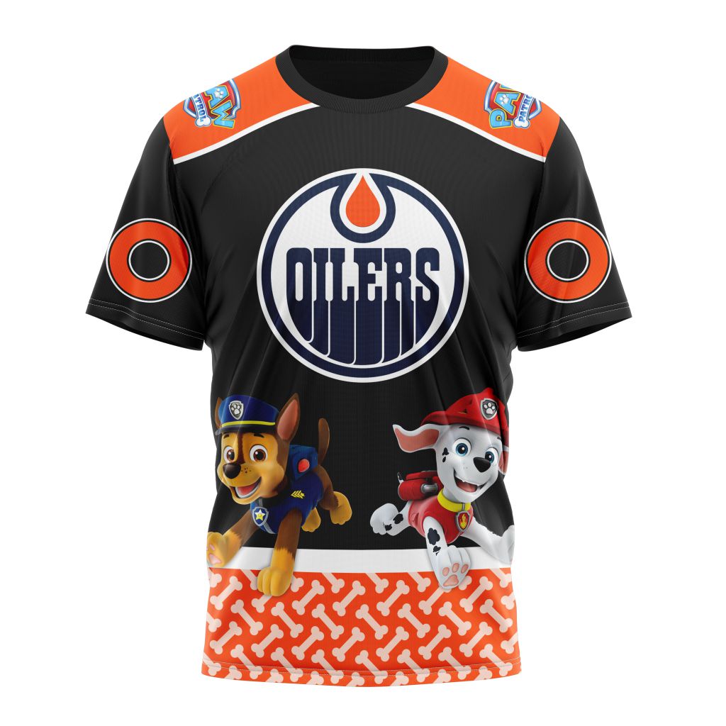 Edmonton Oilers Special Paw Patrol Design Personalized Name And Number T-Shirt Style Neasalamis.com