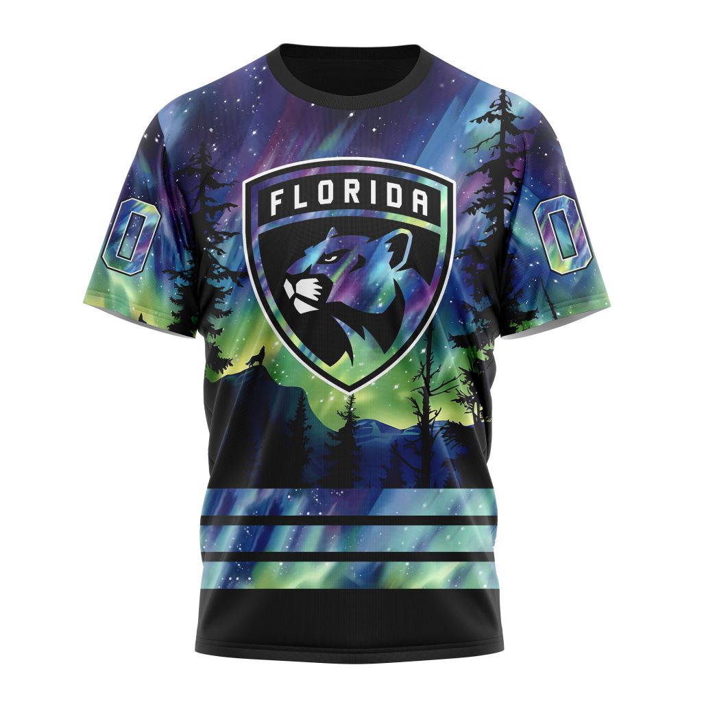 Florida Panthers Special Design With Northern Lights 01 Personalized Name And Number T-Shirt Style Neasalamis.com