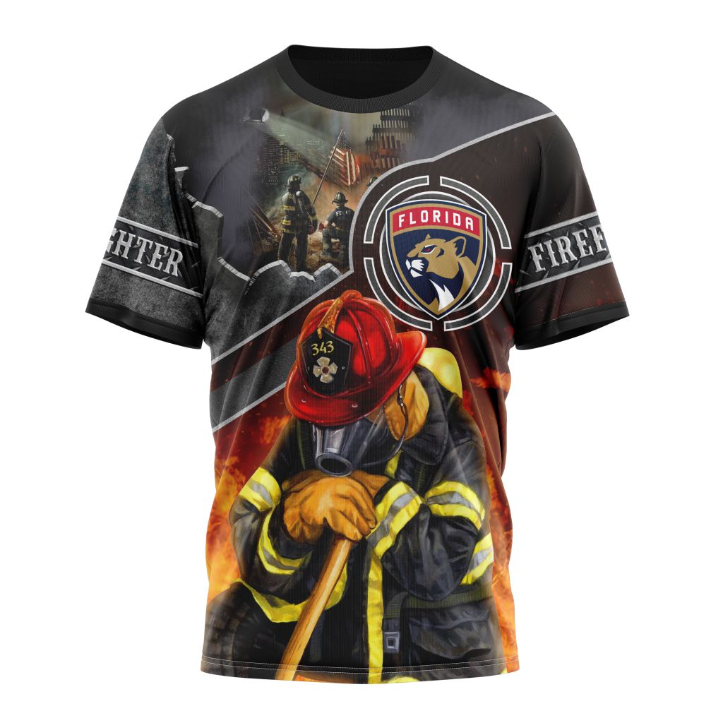 Florida Panthers Specialized Kits To Honor FireFighter In Patriot Day We Will Never Forget Personalized Name And Number T-Shirt Style 86378 Neasalamis.com