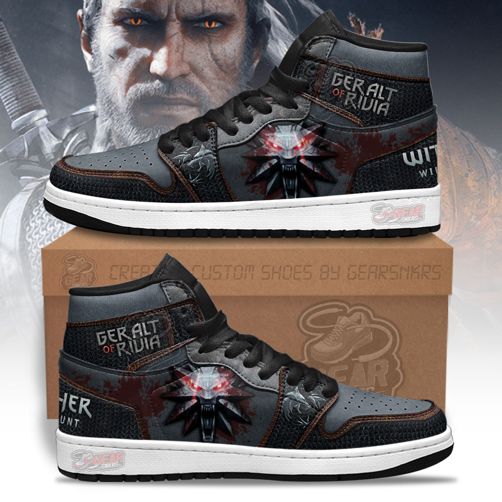 Geralt of Rivia Symbol The Witcher AJ1 High Sneakers Shoes For Men And Women Calebmatthewhans Neasalamis