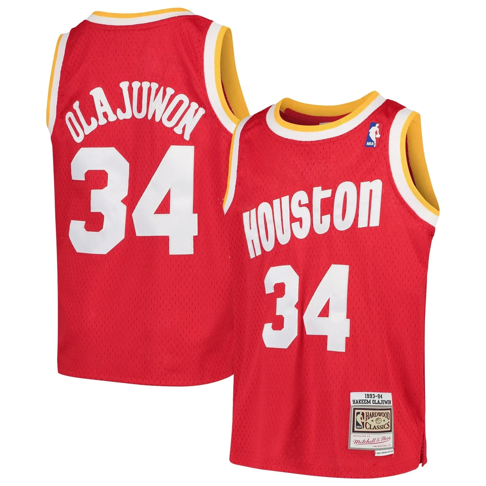Hakeem Olajuwon Houston Rockets Mitchell & Ness Youth Swingman Throwback Jersey - Red Neasalamis