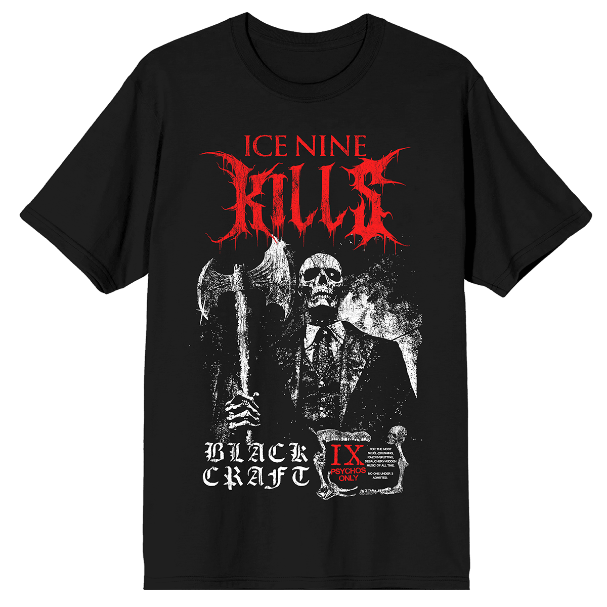 Ice Nine Kills Merch T-Shirt Blackcraft INK Skeleton Corpses Ice 9 Kills Band Tour Merch Neasalamis.com