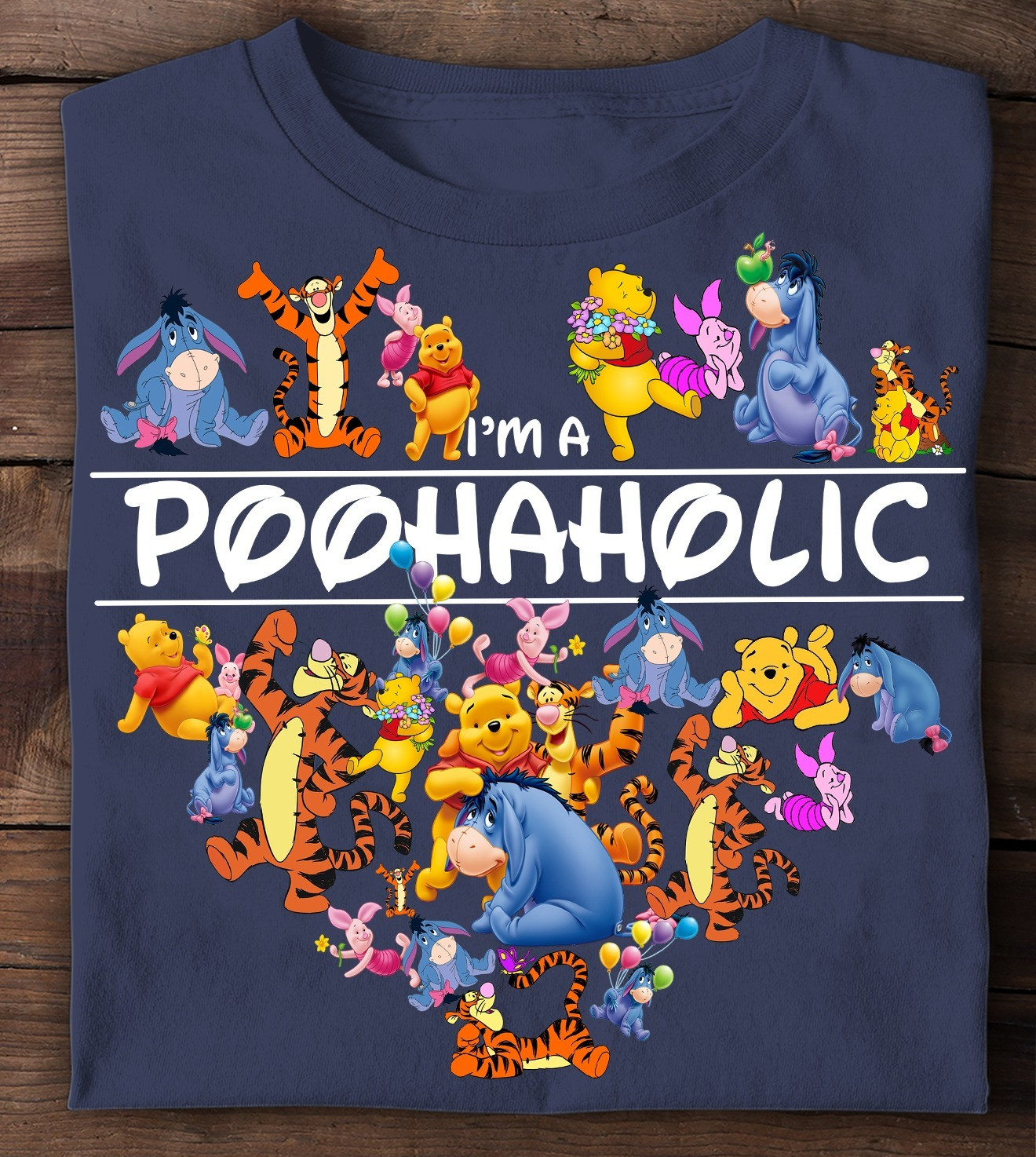 I'm A Poohaholic Shirt Cute Cartoon Graphic Tee Shirt Gifts For Winnie The Pooh Lovers Neasalamis.com