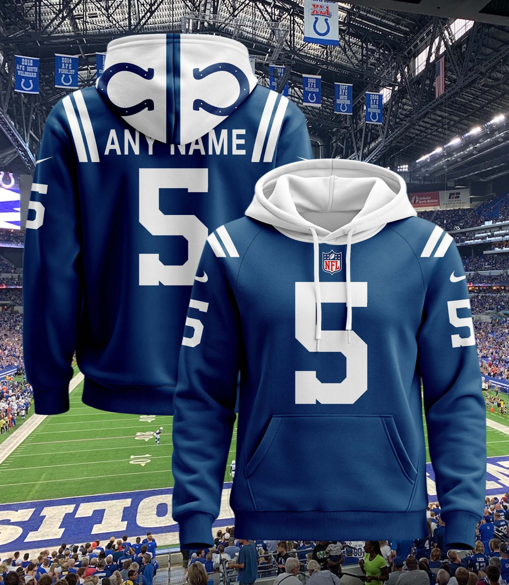 Indianapolis Colts Custom Name And Number 3D Hoodie Style Neasalamis