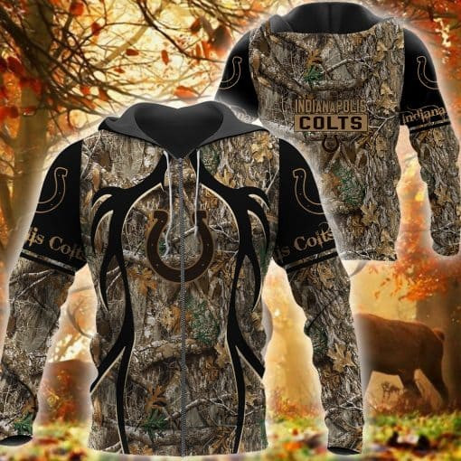 Indianapolis Colts Hunting Camo Football 3D printed Sweatshirt Hoodie Zipped Hoodie Neasalamis