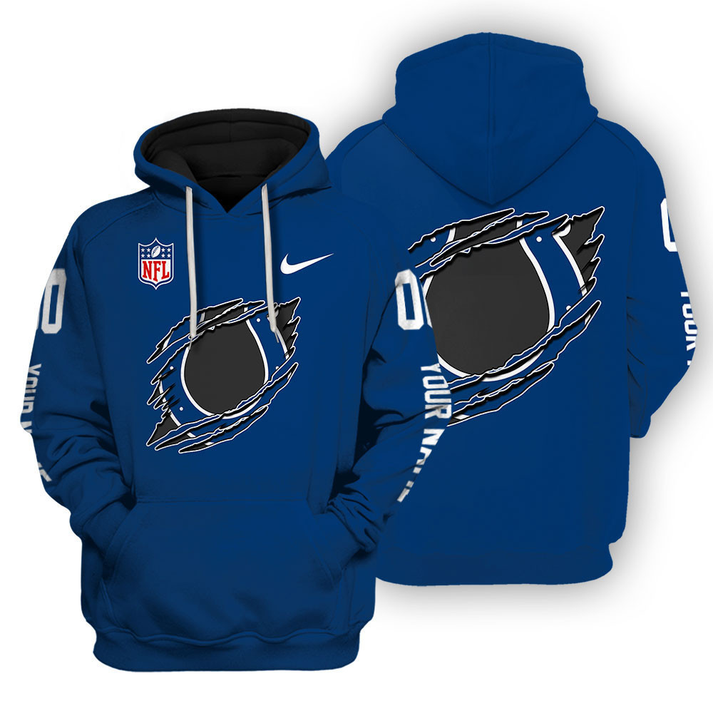Indianapolis Colts Scratch Logo NFL 3D Hoodie Style Neasalamis