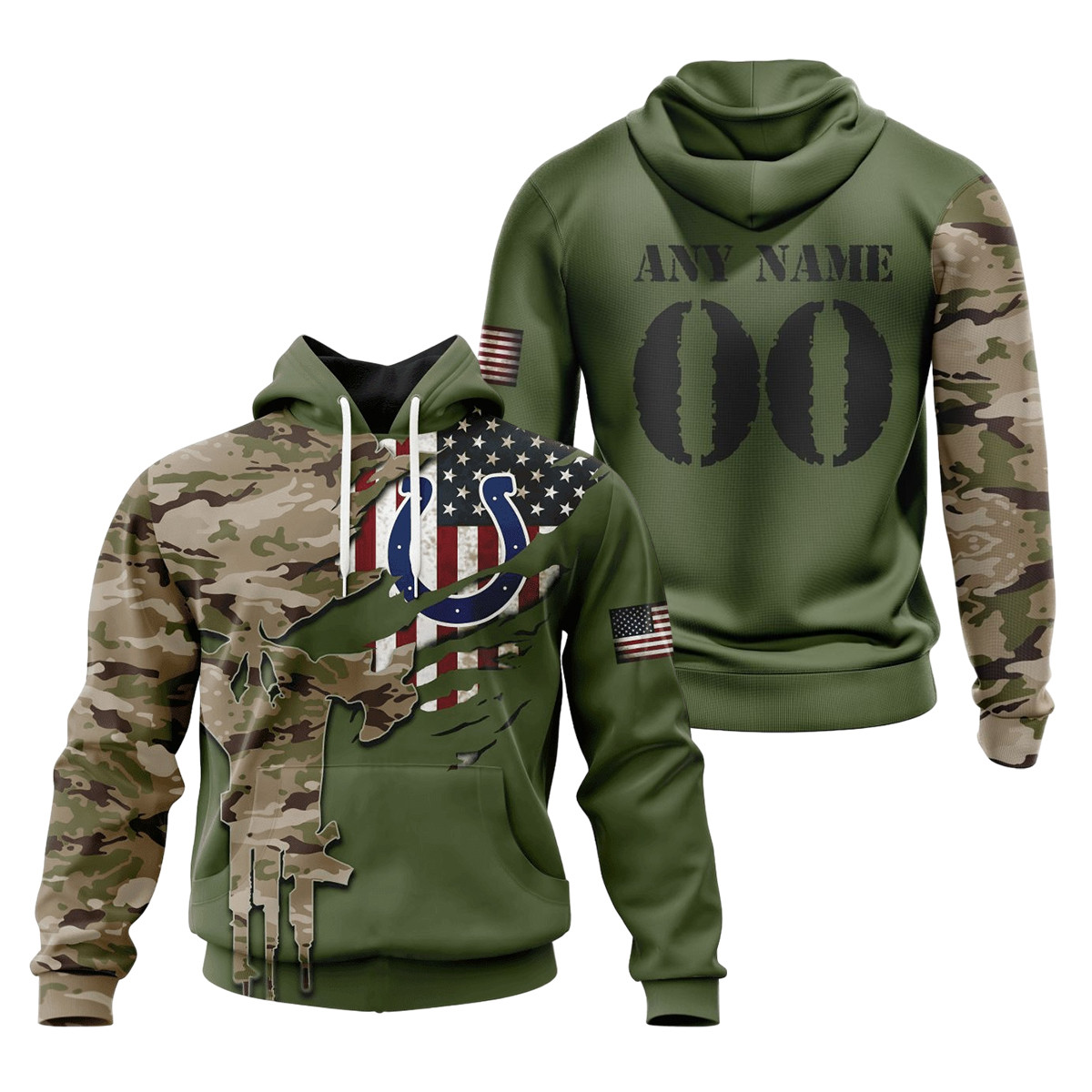 Indianapolis Colts Special Camo Design 3D printed Sweatshirt Hoodie Zipped Hoodie Neasalamis