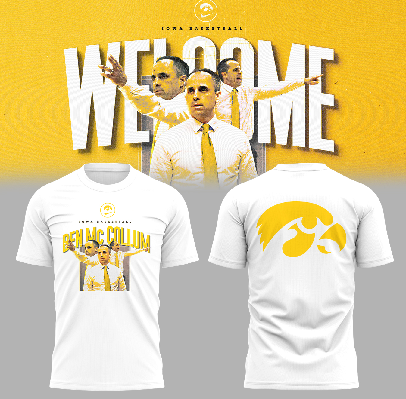 Iowa Basketball Wellcom Coach Ben McCollum White T-Shirt Great Gifts For Basketball Players Neasalamis.com