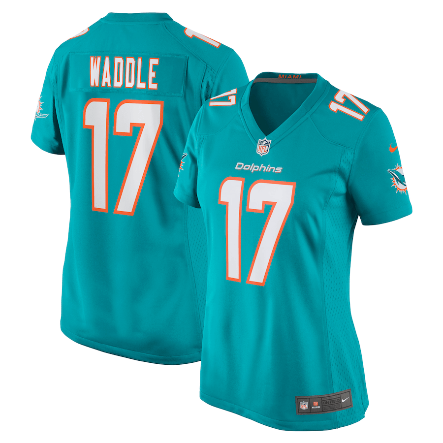 Jaylen Waddle 17 Miami Dolphins Women Game Jersey - Aqua JS1728