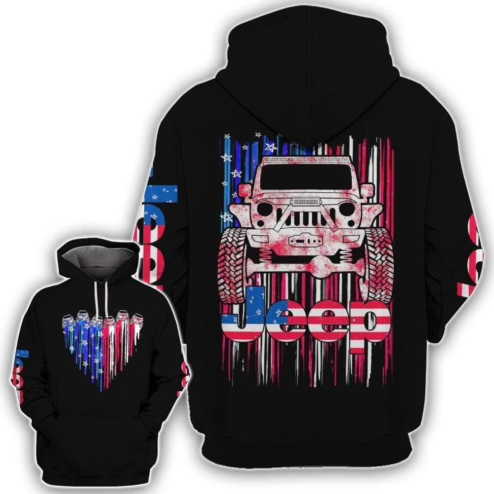 Jeep Lover Gift American Flag Jeep All Over Print Hoodie Neasalamis