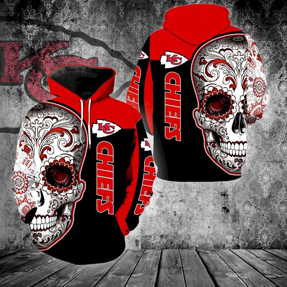 Kansas City Chiefs Skull Hoodie Neasalamis