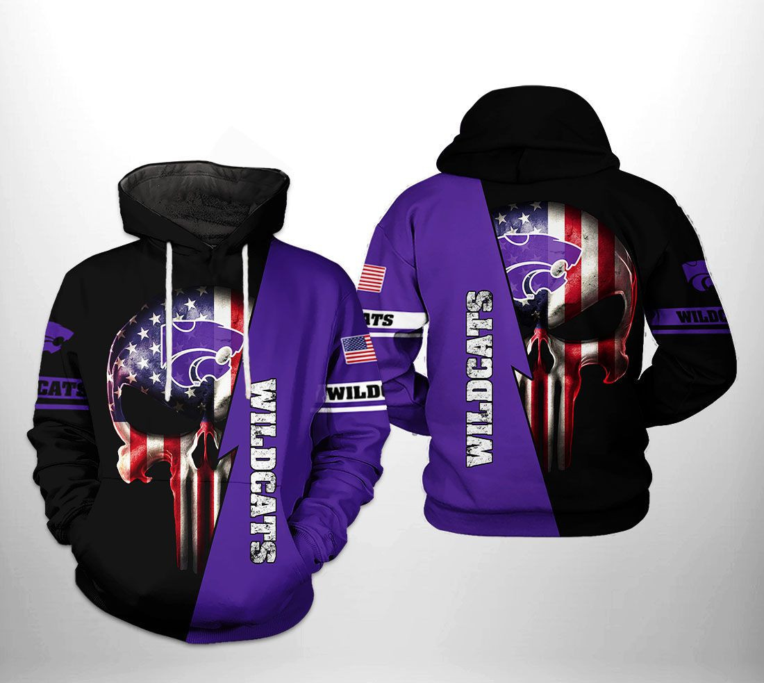 Kansas State Wildcats NCAA US Flag Skull Hoodie Neasalamis