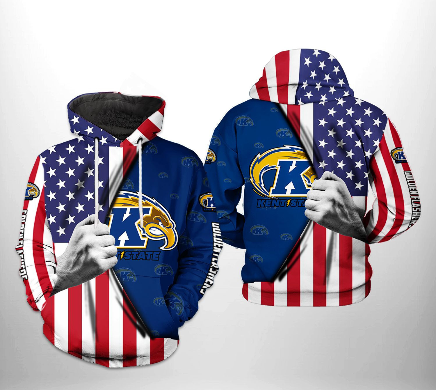 Kent State Golden Flashers NCAA US Flag Hoodie Neasalamis