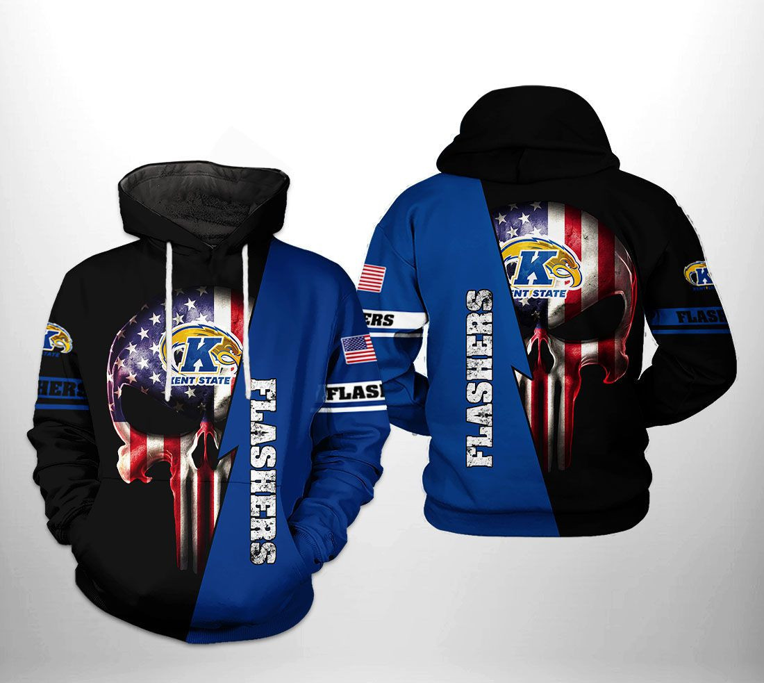 Kent State Golden Flashers NCAA US Flag Skull Hoodie Neasalamis