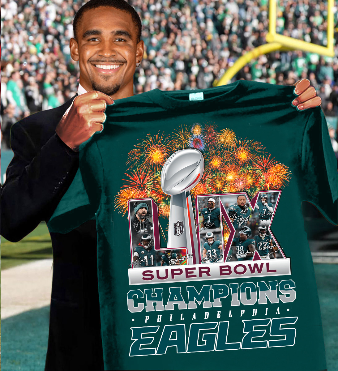 LIX Super Bowl Champions Philadelphia Eagles T-Shirt For Football Fans Neasalamis.com