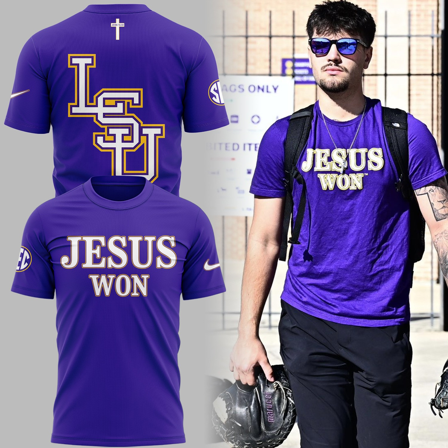 LSU Tigers Jesus Won T-Shirt Purple LSU Tigers Football Fan Merch Gear Apparel Gifts Neasalamis.com