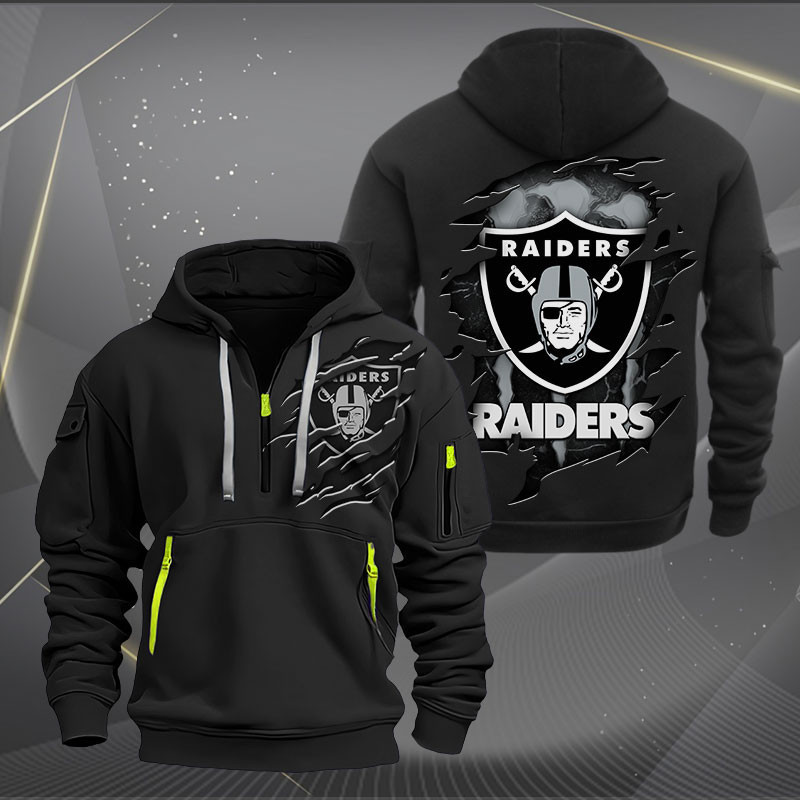 Las Vegas Raiders Scratch Logo NFL Quarter Zip Hoodie Style Neasalamis