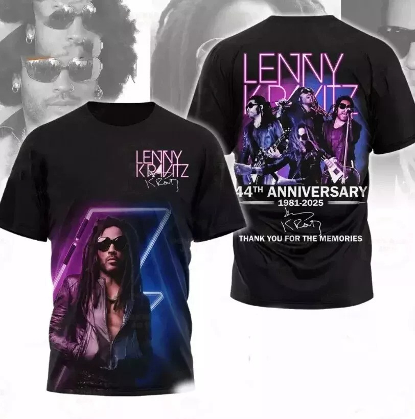 Lenny Kravitz 44th Anniversary 1981-2025 Thanks For Memories 3D T-shirt Neasalamis.com
