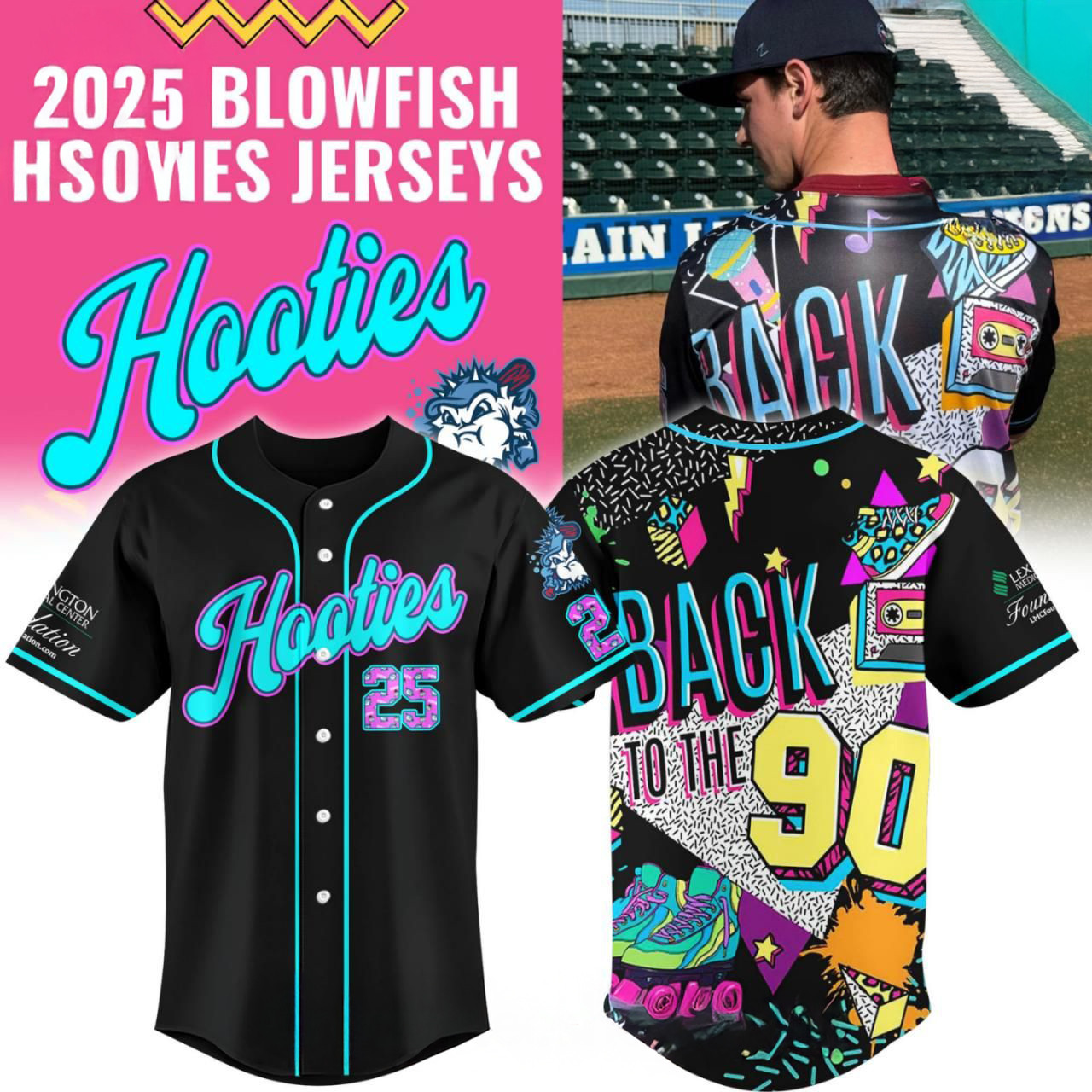 Lexington County Blowfish x Hooties "Back to the Nineties" 2025 Baseball Jersey Neasalamis.com
