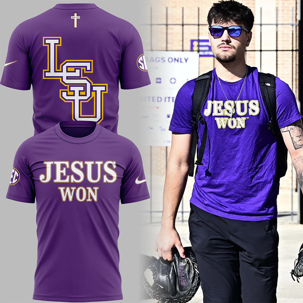Limited Edition Tigers JESUS WON Purple TShirt Gift For Dad Neasalamis.com