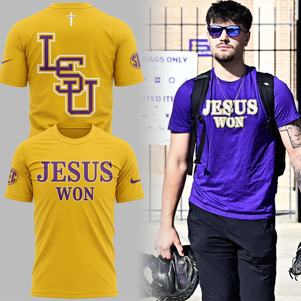 Limited Edition Tigers JESUS WON Yellow TShirt Gift For Friends Neasalamis.com