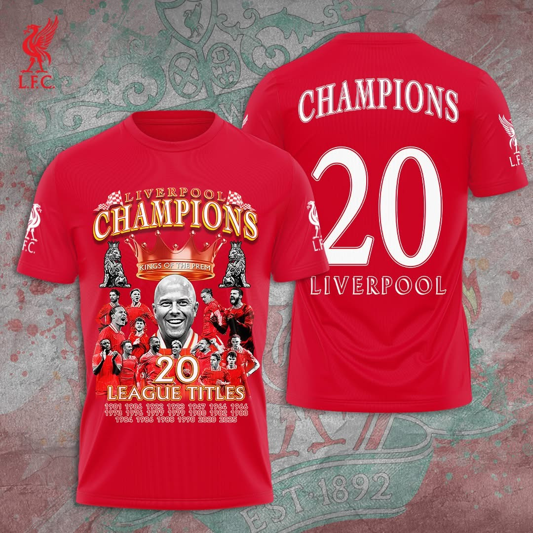 Liverpool Champions Shirt 2024 2025 20 League Titles Liverpool Football F.C Gifts For Dude Neasalamis.com