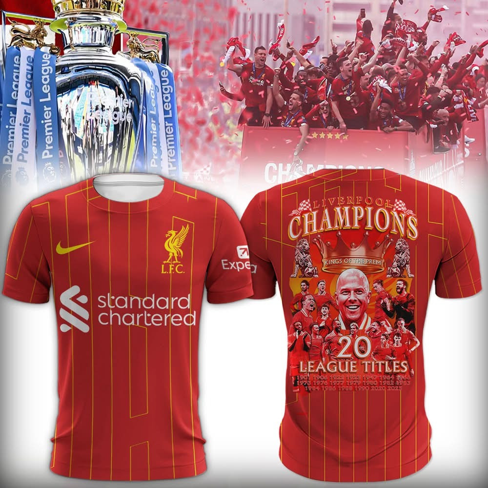 Liverpool Champions Shirt 2024 2025 20 League Titles Liverpool Football FC Fan Merch Gifts Neasalamis.com