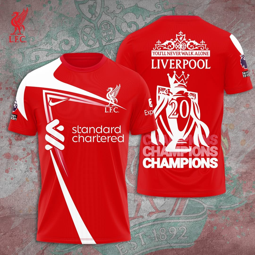 Liverpool F.C. 20 Champions Shirt 2024 2025 King Of The Prem L.F.C. You'll Never Work Alone Neasalamis.com