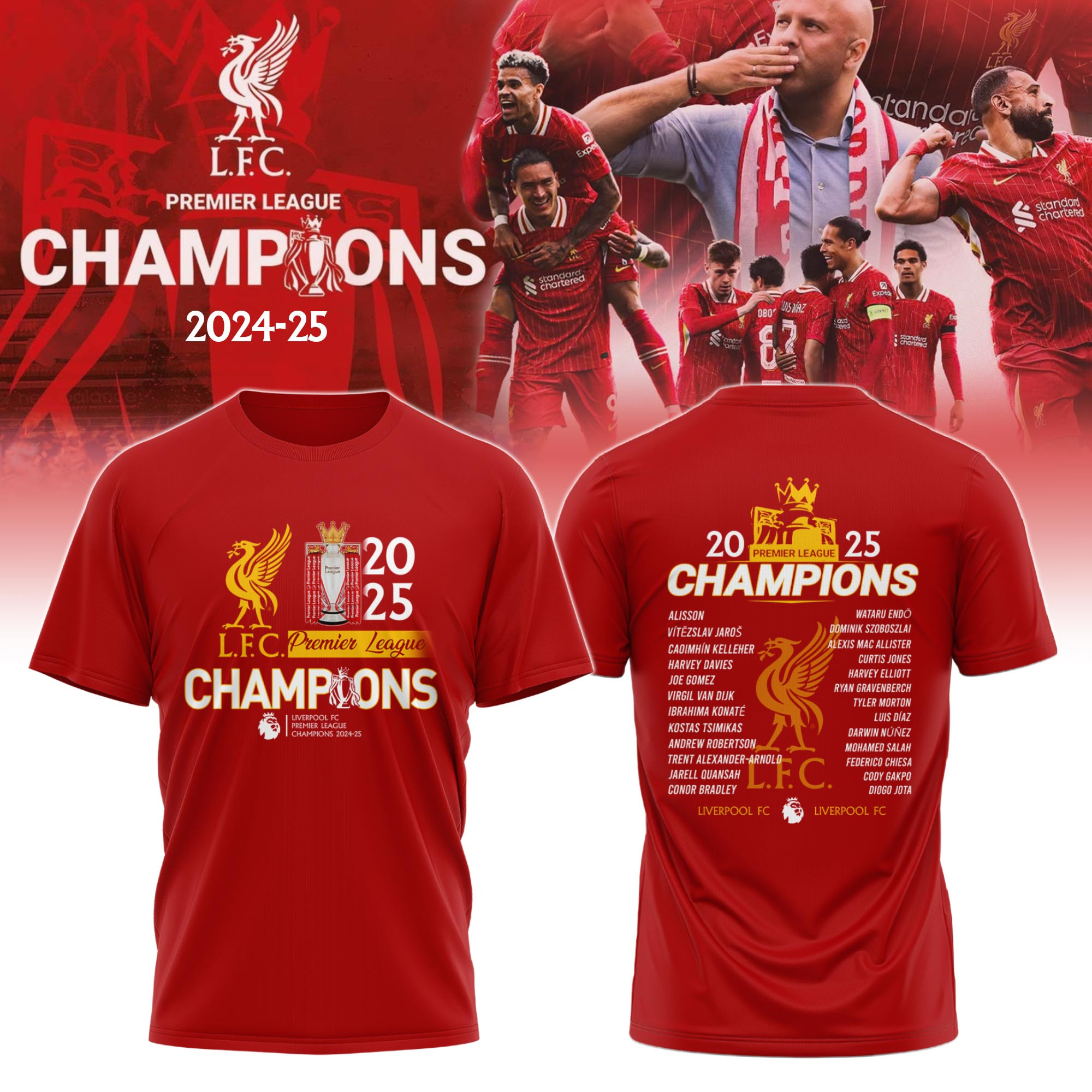 Liverpool FC 2025 Premier League Champions T-Shirt For Football Fans Neasalamis.com