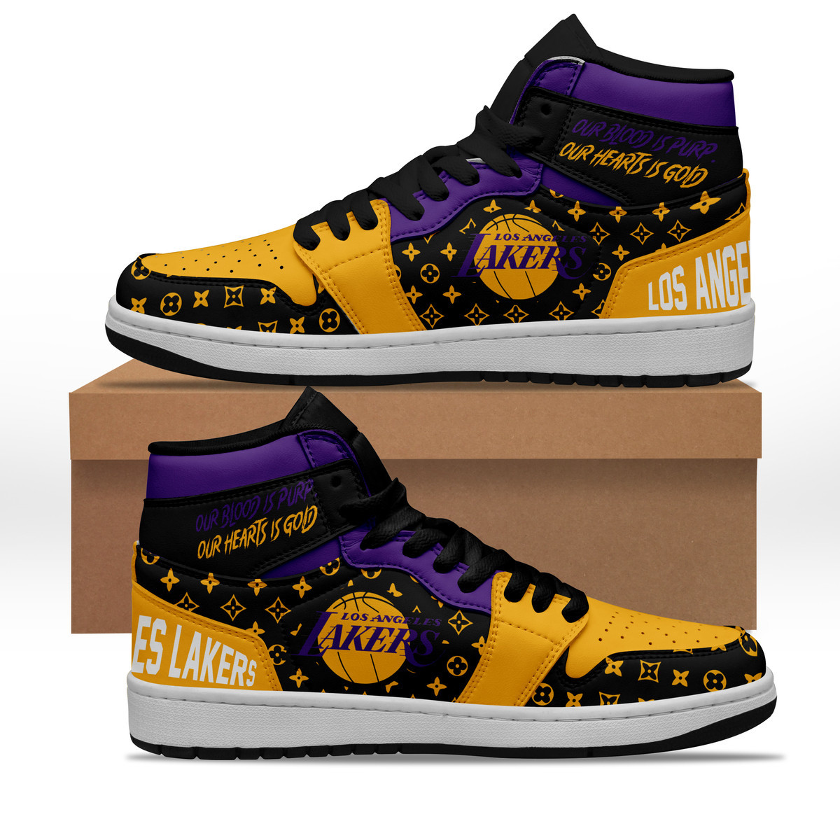 Los Angeles Lakers AJ1 High Sneakers Shoes For Men And Women Calebmatthewhans Neasalamis