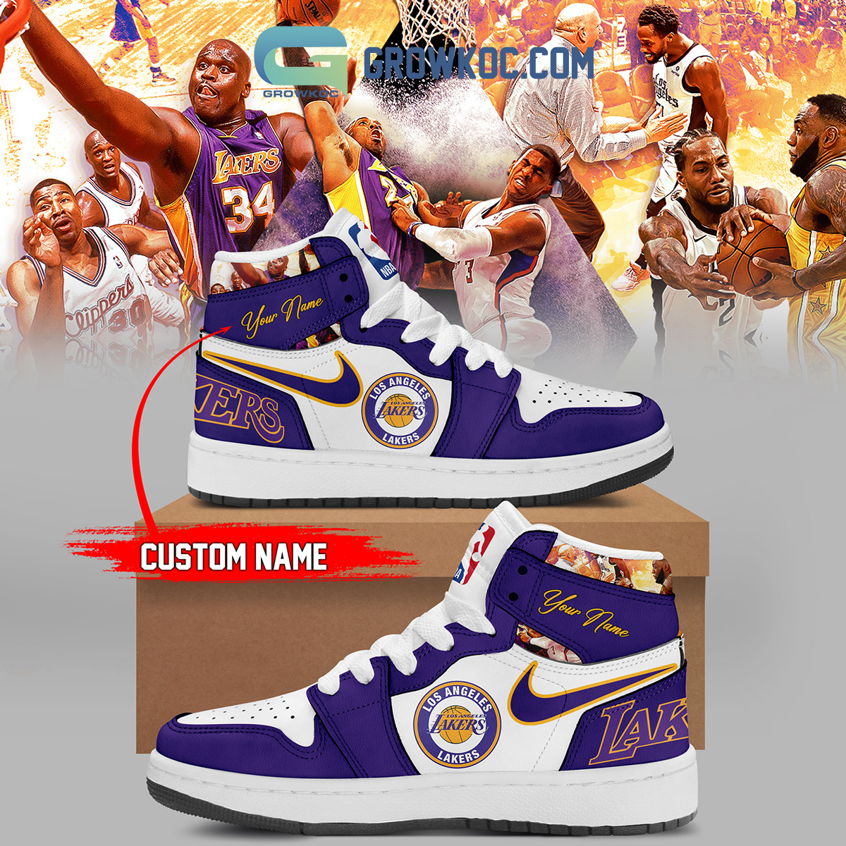 Los Angeles Lakers AJ1 High Sneakers Shoes For Men And Women Calebmatthewhans Neasalamis